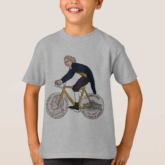 Thomas Jefferson Riding Bike W/Nickel Wheels T-shirt (Voorkant)