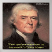 Thomas Jefferson "Spending Money" Wisdom Quote Pos Poster (Voorkant)