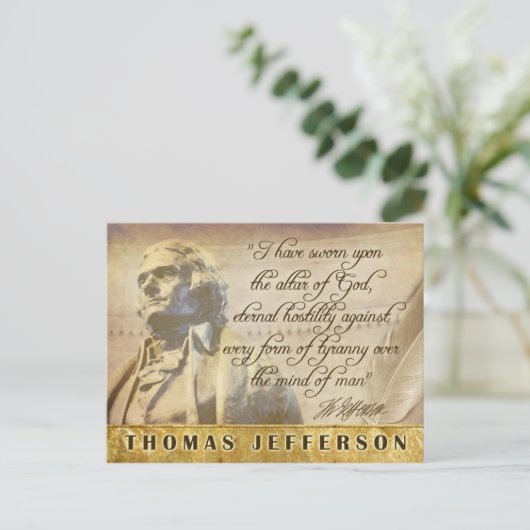 Thomas Jefferson standbeeld en citaat Briefkaart (Staand voorkant)