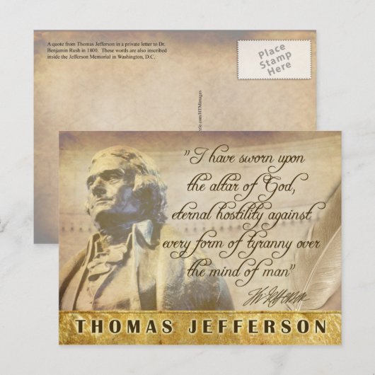 Thomas Jefferson standbeeld en citaat Briefkaart (Voorkant / Achterkant)