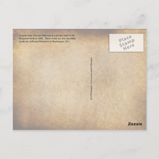 Thomas Jefferson standbeeld en citaat Briefkaart (Achterkant)
