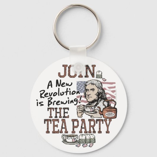 Thomas Jefferson Tea Party Shirten en Gifts Sleutelhanger (Voorkant)