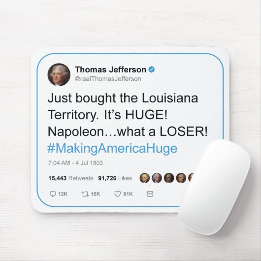 Thomas Jefferson twittert de aankoop van Louisiana Muismat (Met muis)