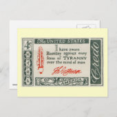 Thomas Jefferson Tyranny Vintage Briefkaart (Voorkant / Achterkant)