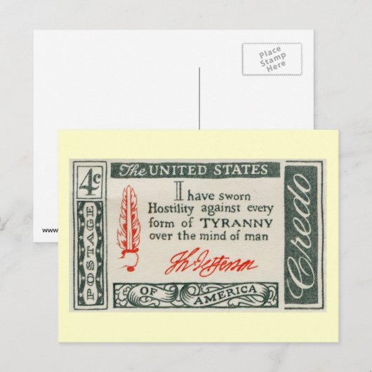 Thomas Jefferson Tyranny Vintage Briefkaart (Voorkant / Achterkant)