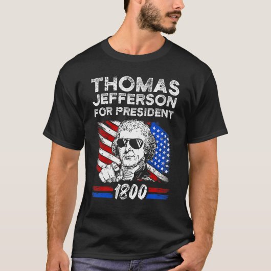 Thomas Jefferson Usa Vlag Amerikaans Vierde juli T-shirt (Voorkant)