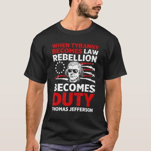 Thomas Jefferson Usa Vlag Amerikaans Vierde juli T-shirt (Voorkant)