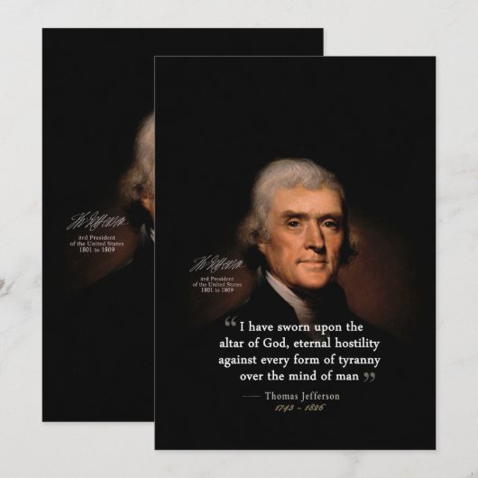 Thomas Jefferson van Rembrandt - Altar of God Quot Feestdagenkaart (Voorkant / Achterkant)