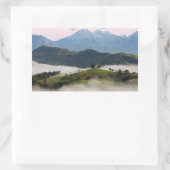 Thomas kerk en bergen, Slovenië rechthoek Rechthoekige Sticker (Tas)