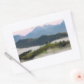 Thomas kerk en bergen, Slovenië rechthoek Rechthoekige Sticker (Envelop)