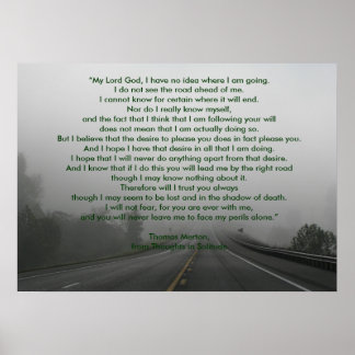 Thomas Merton's gebed van Thoughts in Eenitude Poster