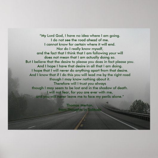 Thomas Merton's gebed van Thoughts in Eenitude Poster (Voorkant)