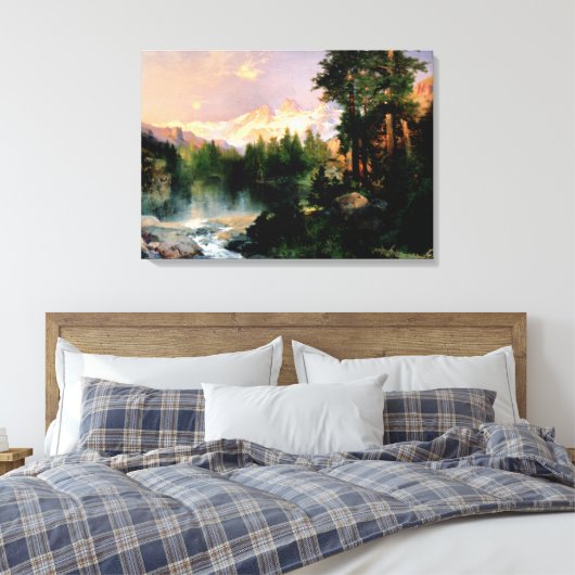 Thomas Moran art, De drie Tetons Canvas Afdruk (Insitu (Slaapkamer))