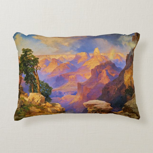 Thomas Moran art, Grand Canyon met Regenboog Accent Kussen (Voorkant)