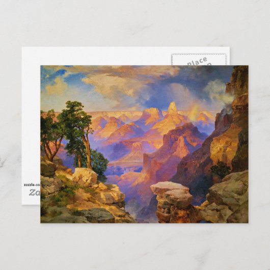 Thomas Moran art, Grand Canyon met Regenboog Briefkaart (Voorkant / Achterkant)