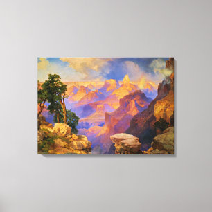 Thomas Moran art, Grand Canyon met Regenboog Canvas Afdruk