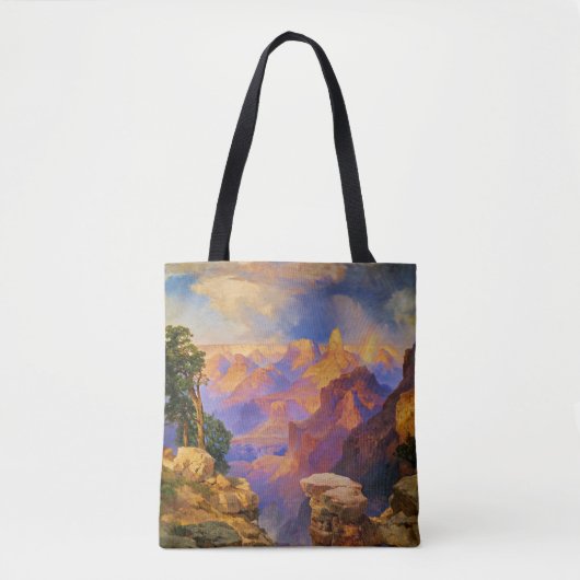Thomas Moran art, Grand Canyon met Regenboog Tote Bag (Voorkant)