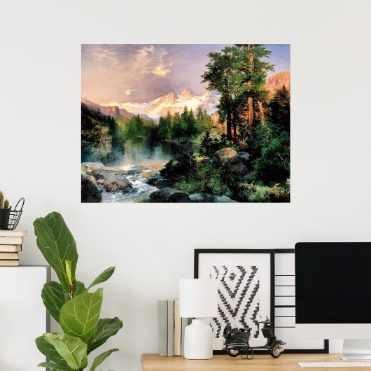 Thomas Moran - Drie Tetons Poster (Thuiskantoor)