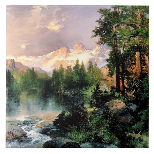 Thomas Moran - Drie Tetons Tegeltje (Voorkant)