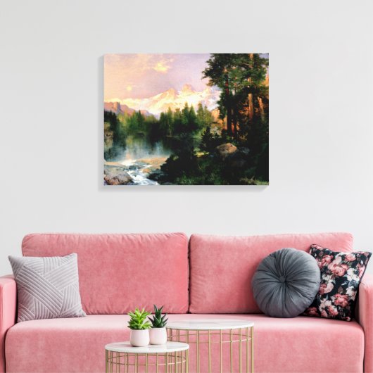 Thomas Moran kunst, De Drie Tetons Canvas Afdruk (Insitu (Woonkamer))
