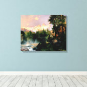 Thomas Moran kunst, De Drie Tetons Canvas Afdruk (Insitu (Houten vloer))
