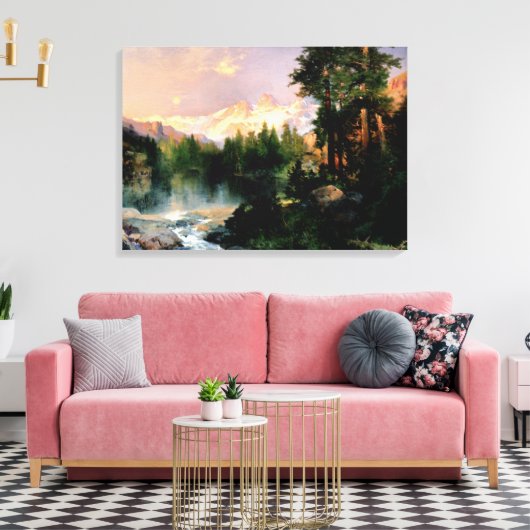 Thomas Moran kunst, De Drie Tetons Canvas Afdruk (Insitu (Woonkamer))