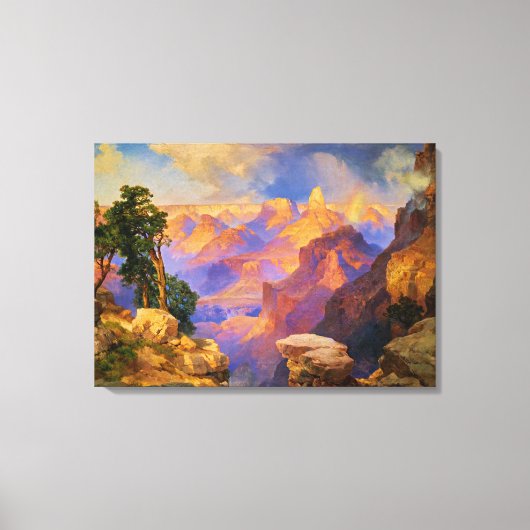 Thomas Moran-kunst, Grand Canyon met regenboog Canvas Afdruk (Voorkant)