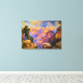 Thomas Moran-kunst, Grand Canyon met regenboog Canvas Afdruk (Insitu (Houten vloer))