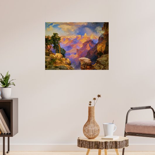 Thomas Moran-kunst, Grand Canyon met regenboog Poster (Woonkamer 3)