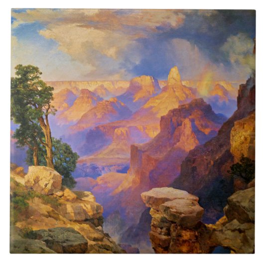 Thomas Moran-kunst, Grand Canyon met regenboog Tegeltje (Voorkant)