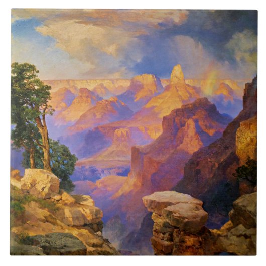 Thomas Moran-kunst, Grand Canyon met regenboog Tegeltje (Voorkant)