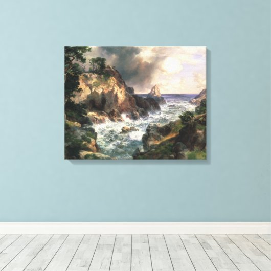Thomas Moran - Point Lobos, Monterey, Californië Canvas Afdruk (Insitu (Houten vloer))