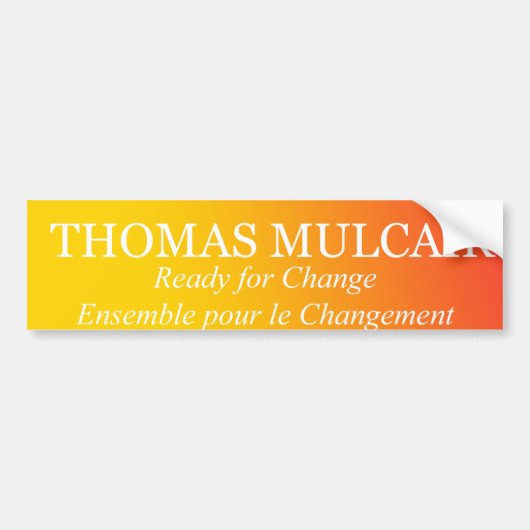Thomas Mulcair Klaar voor Change Ensemble Bumpersticker (Voorkant)