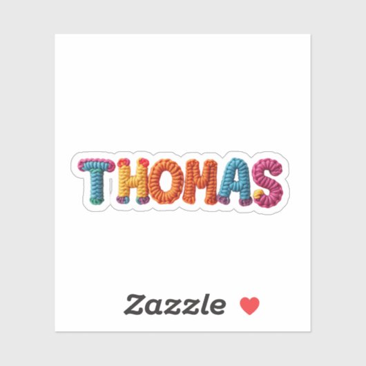 THOMAS Naam in Levendig Haakpatroon Sticker (Vel)