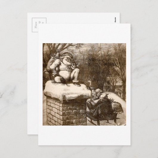 Thomas Nash Harper's Weekly 1865 Feestdagenkaart (Voorkant / Achterkant)