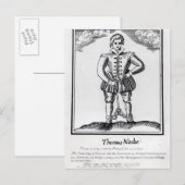 Thomas Nashe , van een pamflet, pub in 1597 Briefkaart (Voorkant / Achterkant)