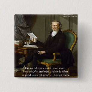 Thomas Paine "Mijn Broeders en Zusters" Cadeaus &  Vierkante Button 5,1 Cm