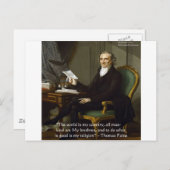Thomas Paine "My Brethren" (Mijn Breedte) citaat c Briefkaart (Voorkant / Achterkant)