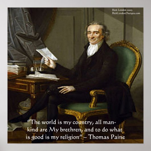 Thomas Paine "My Brethren" Wisdom Quote Poster (Voorkant)