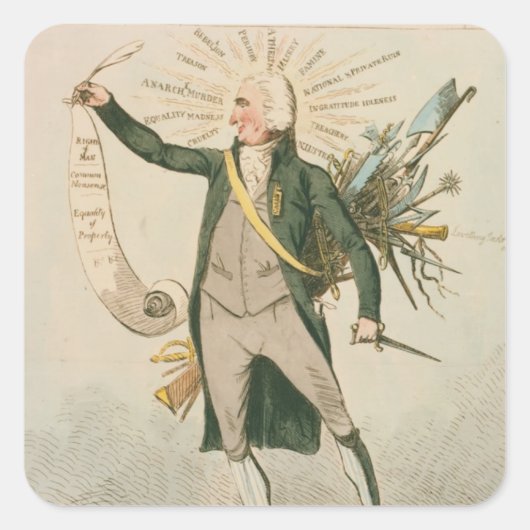 Thomas Paine Politiek Cartoon Vierkante Sticker (Voorkant)