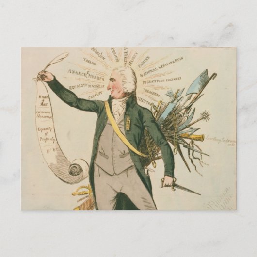Thomas Paine Politieke Cartoon Briefkaart (Voorkant)