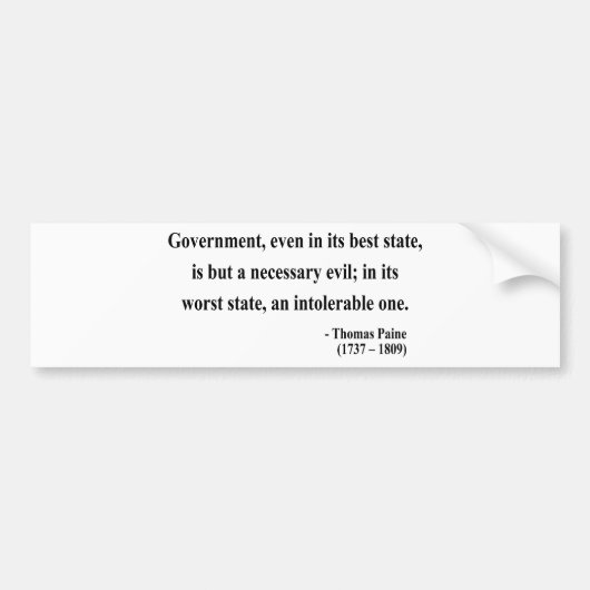 Thomas Paine Quote 2a Bumpersticker (Voorkant)