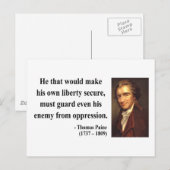 Thomas Paine Quote 3b Briefkaart (Voorkant / Achterkant)