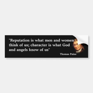 Thomas Paine Quote over reputatie en karakter Bumpersticker