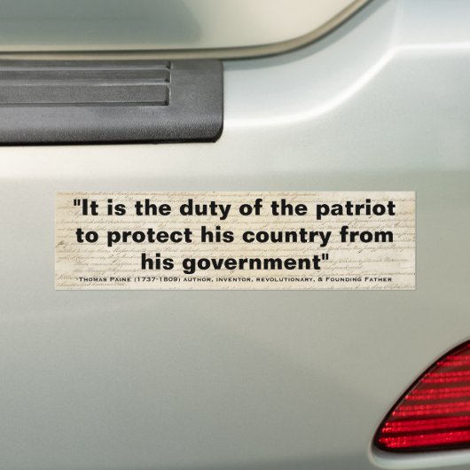 Thomas Paine TATY VAN DE PATRIOT Quote Bumpersticker (Op auto)