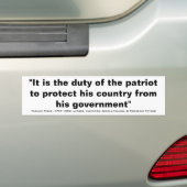 Thomas Paine TATY VAN DE PATRIOT Quote Bumpersticker (Op auto)