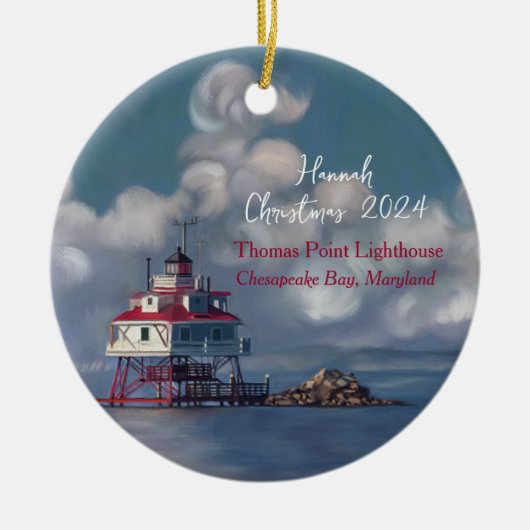 Thomas Point Lighthouse gepersonaliseerd Ornament (Voorkant)
