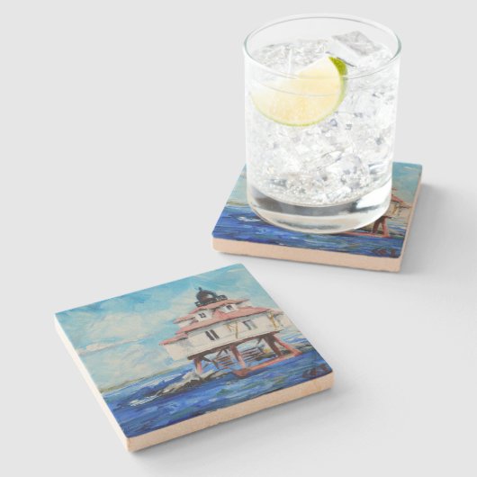 Thomas Point Lighthouse Stenen Onderzetter (Zijkant)