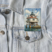 Thomas Point Shoal Lighthouse Aquarel Button (Insitu)