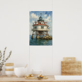 Thomas Point Shoal Lighthouse Aquarel Poster (Keuken)